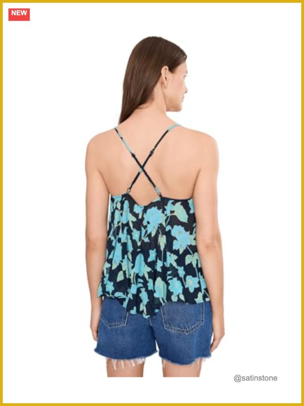 Semi-Sheer Chiffon Tank Top with Adjustable Spaghetti Straps - Picture 3 of 4